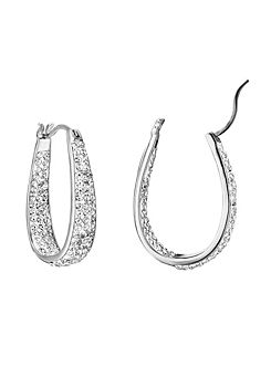 Sterling Silver Large Crystal Creole Hoops by For You Collection