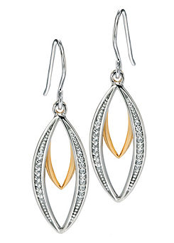 Sterling Silver Navette Drop Earrings With Cubic Zirconia by Fiorelli