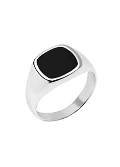 Sterling Silver Onyx Signet Ring by For You Collection