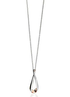 Sterling Silver Open Teardrop Pendant Necklace With Rose Gold Plating by Fiorelli