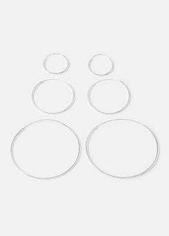 Sterling Silver Plain Hoop Earrings Set by Accessorize