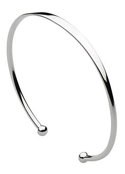 Sterling Silver Plain Open Torque Ball Bangle by Dew