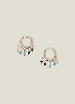 Sterling Silver-Plated Beaded Charm Hoops by Accessorize