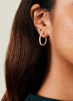 Sterling Silver-Plated Sparkle Front & Back Hoops by Accessorize
