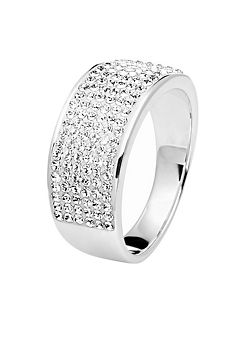 Sterling Silver Rhodium Plated Crystal 8mm Band Ring by Evoke