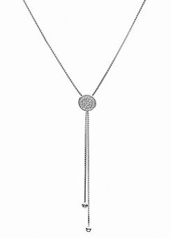 Sterling Silver Rhodium Plated Crystal Lariat Necklace by Evoke