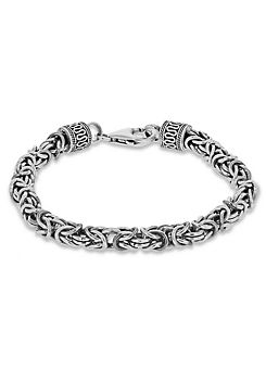 Sterling Silver Rhodium Plated Oxidised 6mm Byzantine Bracelet by Max Rossi