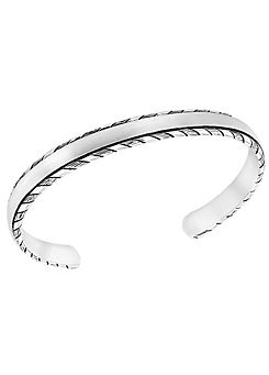 Sterling Silver Rhodium Plated Satin Twist-Edge Bangle by Max Rossi
