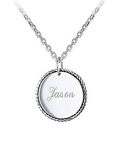 Sterling Silver Rhodium Plated Twist-Edge Disc Adjustable Necklace by Max Rossi