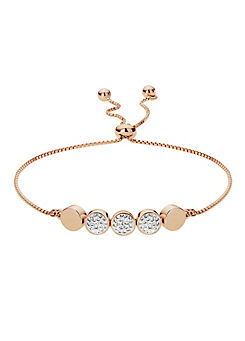 Sterling Silver Rose Gold Plated Crystal Adjustable Friendship Bracelet by Evoke