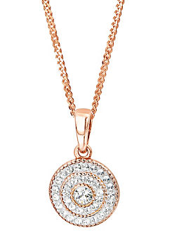 Sterling Silver Rose Gold Plated Crystal Cluster Pendant by Evoke