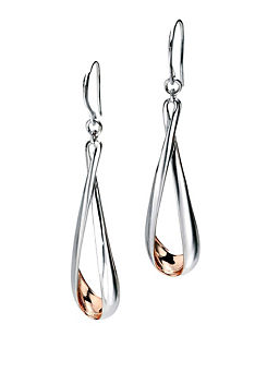 Sterling Silver Rose Gold Plated Detail Drop Earrings by Fiorelli