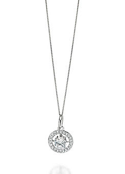 Sterling Silver Round Pave Cubic Zirconia Pendant Necklace by Fiorelli