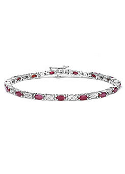 Sterling Silver Ruby and Diamond Bracelet by Colour Collection