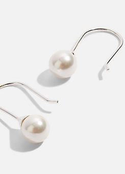 Sterling Silver Sleek Pearl Drop Earrings by Accessorize