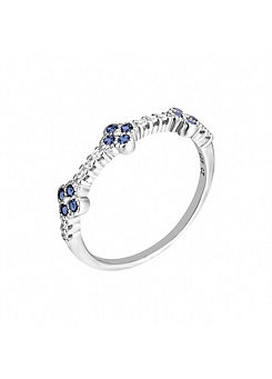 Sterling Silver Tanzanite Flower CZ Half Eternity Ring by For You Collection