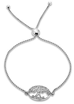 Sterling Silver Tree of Life Adjustable Slider Bracelet by Tuscany Silver