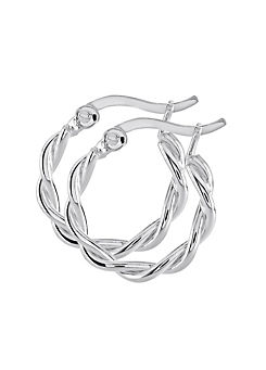 Sterling Silver Twisted Hoop Earrings by Dew