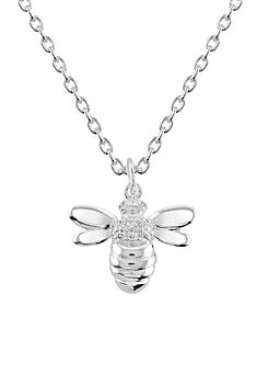 Sterling Silver with Cubic Zirconia Bee Necklace by Dew