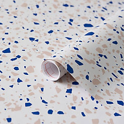 Sticky Back Plastic Terrazzo Blue Vinyl Wrap Film for Doors & Furniture by dc fix