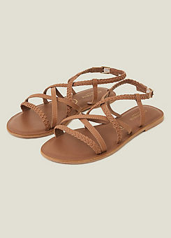 Strappy Wide Fit Leather Sandals by Accessorize