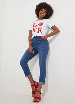 Strawberry Delight Crop Jeans   by Joe Browns