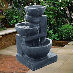 Streetwize Solar Powered 3-Tier Cascade Garden Water Feature Fountain with LED Lights