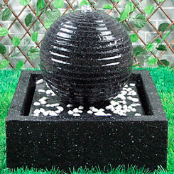 Streetwize Solar Powered Black Ball Square Water Fountain with Lights