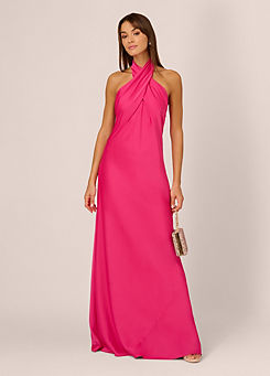 Stretch Satin Halter Gown by Adrianna Papell