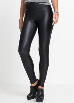 Stretchy Leather Look Leggings by bonprix
