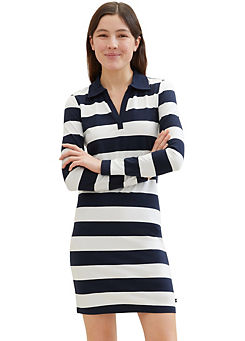 Stripe Jersey V-Neck Dress by Tom Tailor