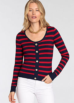 Stripe Round Neck Sweater by DELMAO
