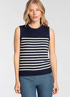 Stripe Sleeveless Round Neck T-Shirt by DELMAO