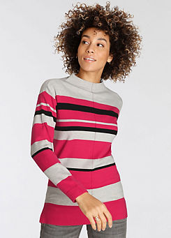 Stripe Stand-Up Collar Sweatshirt by Boysen’s