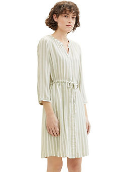 Stripe Three-Quarter Length Sleeve Shirt Dress by Tom Tailor