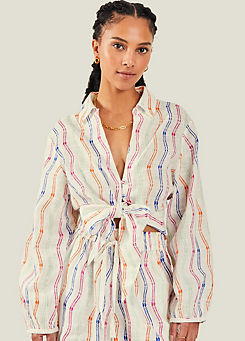 Stripe Tie Front Shirt by Accessorize