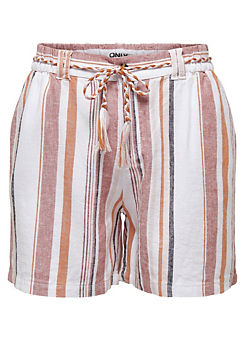 Striped Linen Blend Shorts by Only