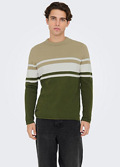 Striped Round Neck Sweater by Only & Sons