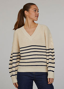 Striped V-Neck Jumper by Sisters Point