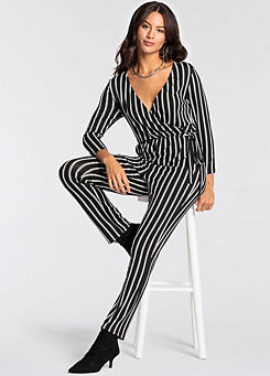 Striped Wrap Jumpsuit by Melrose