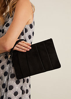 Suede Pleated Clutch Bag by Phase Eight