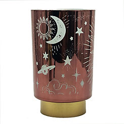 Sun Moon & Stars Glass Lamp Copper by Cello