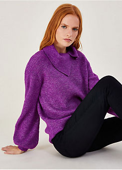 Super-Soft Rib Splice Neck Jumper with Recycled Polyester by Monsoon