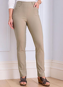 Super-Stretchy Pull-On Slim-Leg Trousers by Cotton Traders