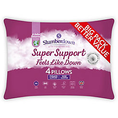 Super Support Feels like Down Firm Support Pack of 4 Pillows by Slumberdown