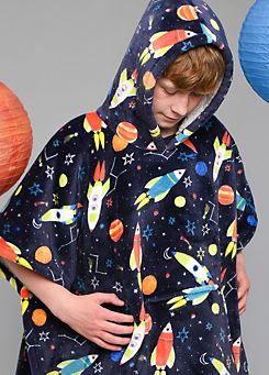 Supersonic Snuggle Throw Fleece Hooded Poncho by Bedlam