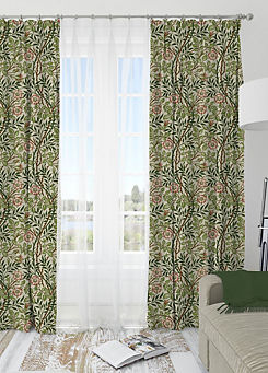 Sweet Briar Pair of Pencil Pleat Lined Curtains by William Morris