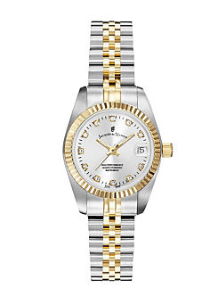 Swiss Made Ladies Inspiration Silver & Gold Plated Stainless Steel Bracelet Watch by Jacques Du Manoir