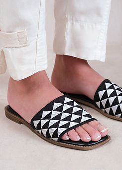 Sycamore Black Textured Flat Sandals by Where’s That From