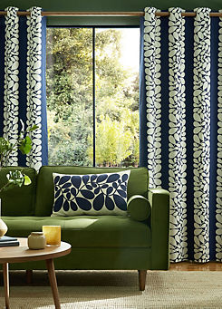 Sycamore Stripe Pair of Lined Eyelet Curtains by Orla Kiely